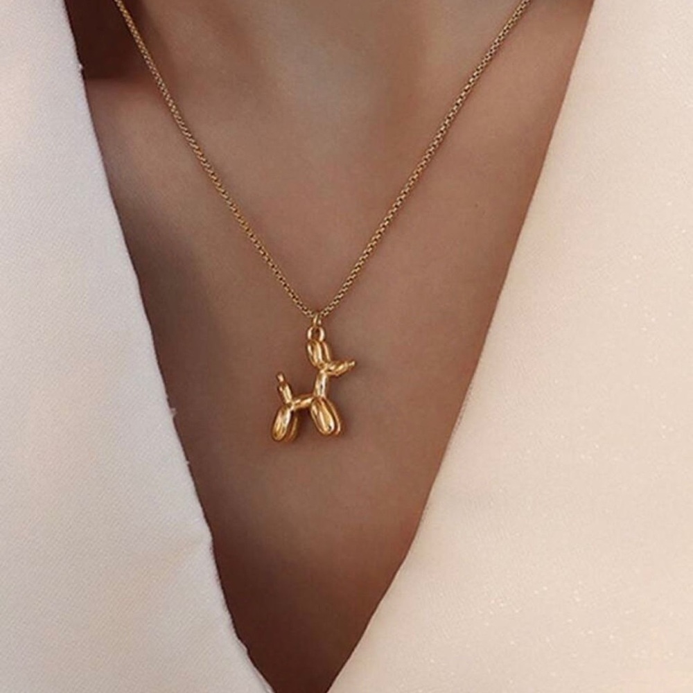 Elegant Gold Balloon Dog Pendant Necklace